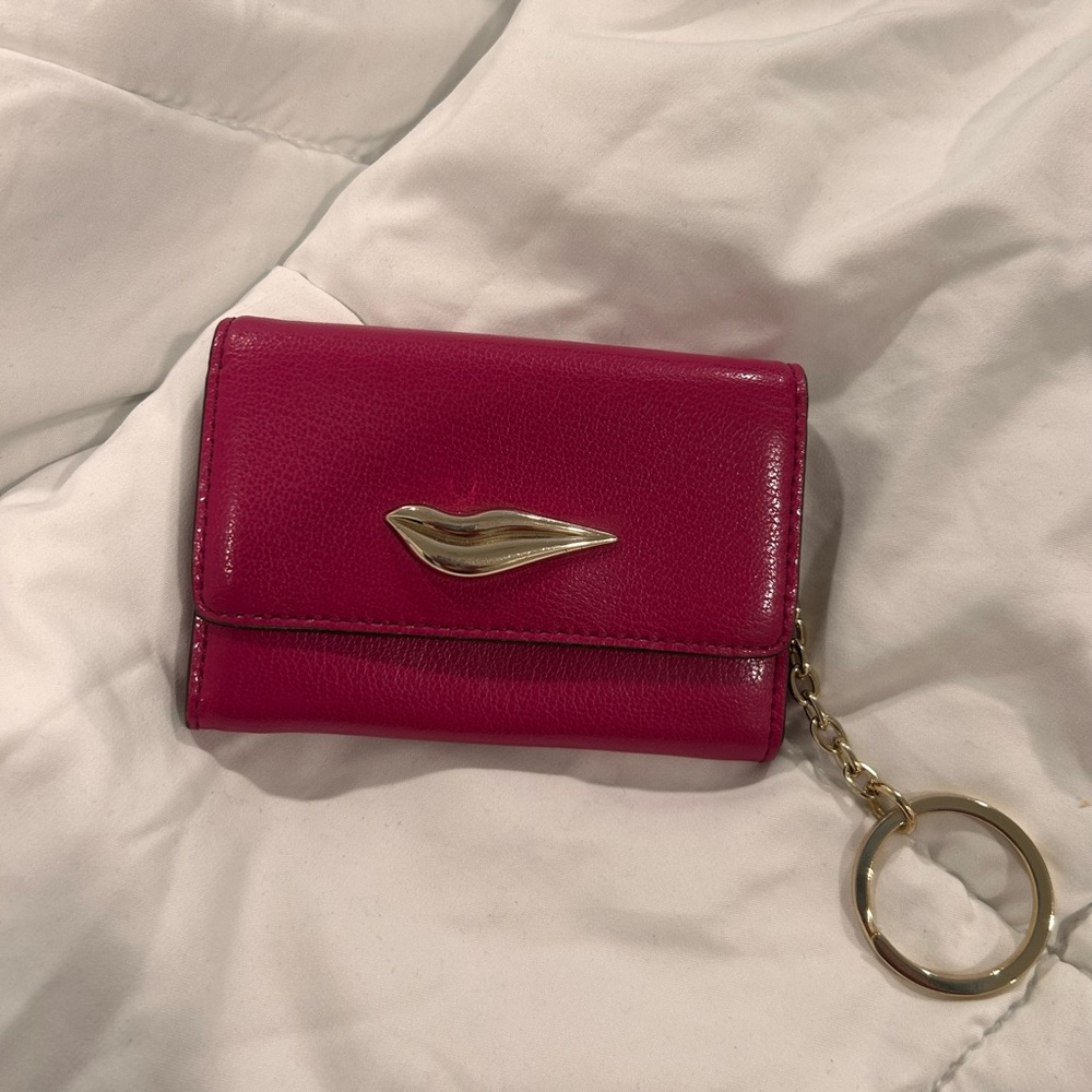 Diane Von Furstenberg Pink Wallet with Gold Lip Accent